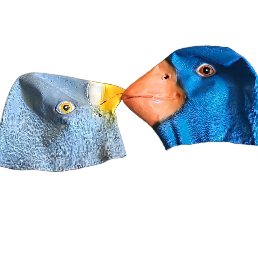 Lot of Two Bird Head Latex Full Head Face Masks Adult One Size